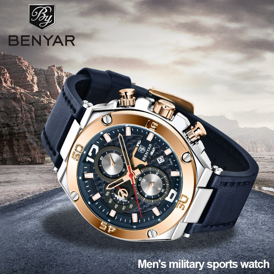 BENYAR New quartz Mens watches Multifunction sport chronograph watch men