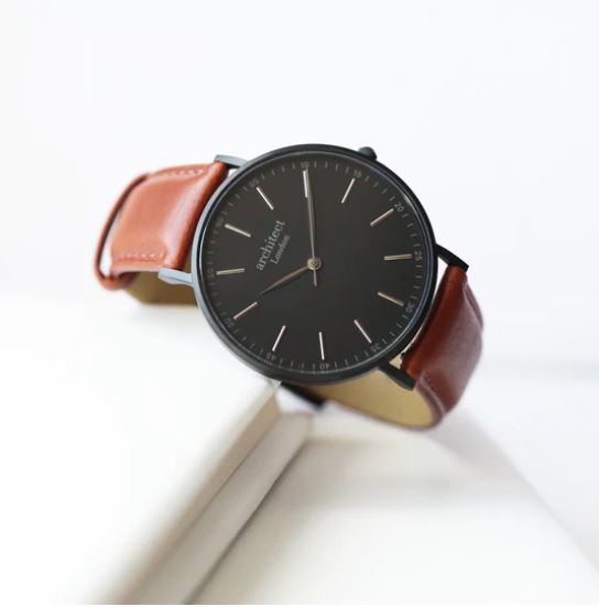 Personalised Minimalist Watch  + Walnut Strap