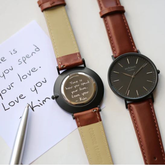 Personalised Minimalist Watch  + Walnut Strap