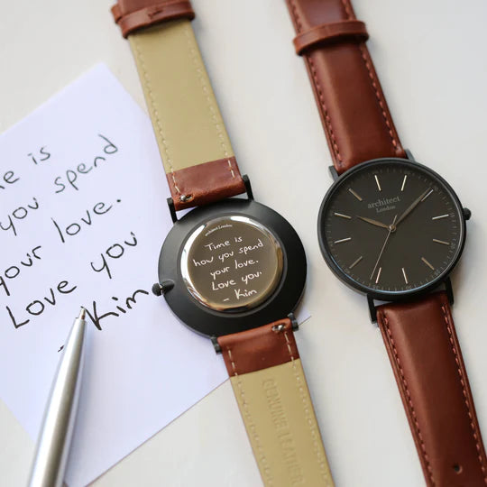 Personalised Minimalist Watch  + Walnut Strap