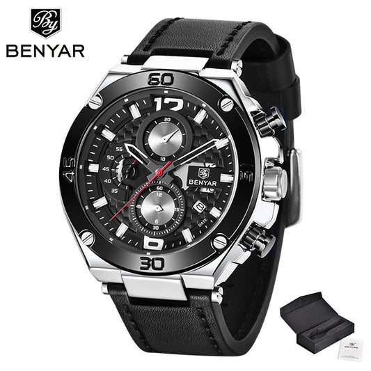 BENYAR New quartz Mens watches Multifunction sport chronograph watch men