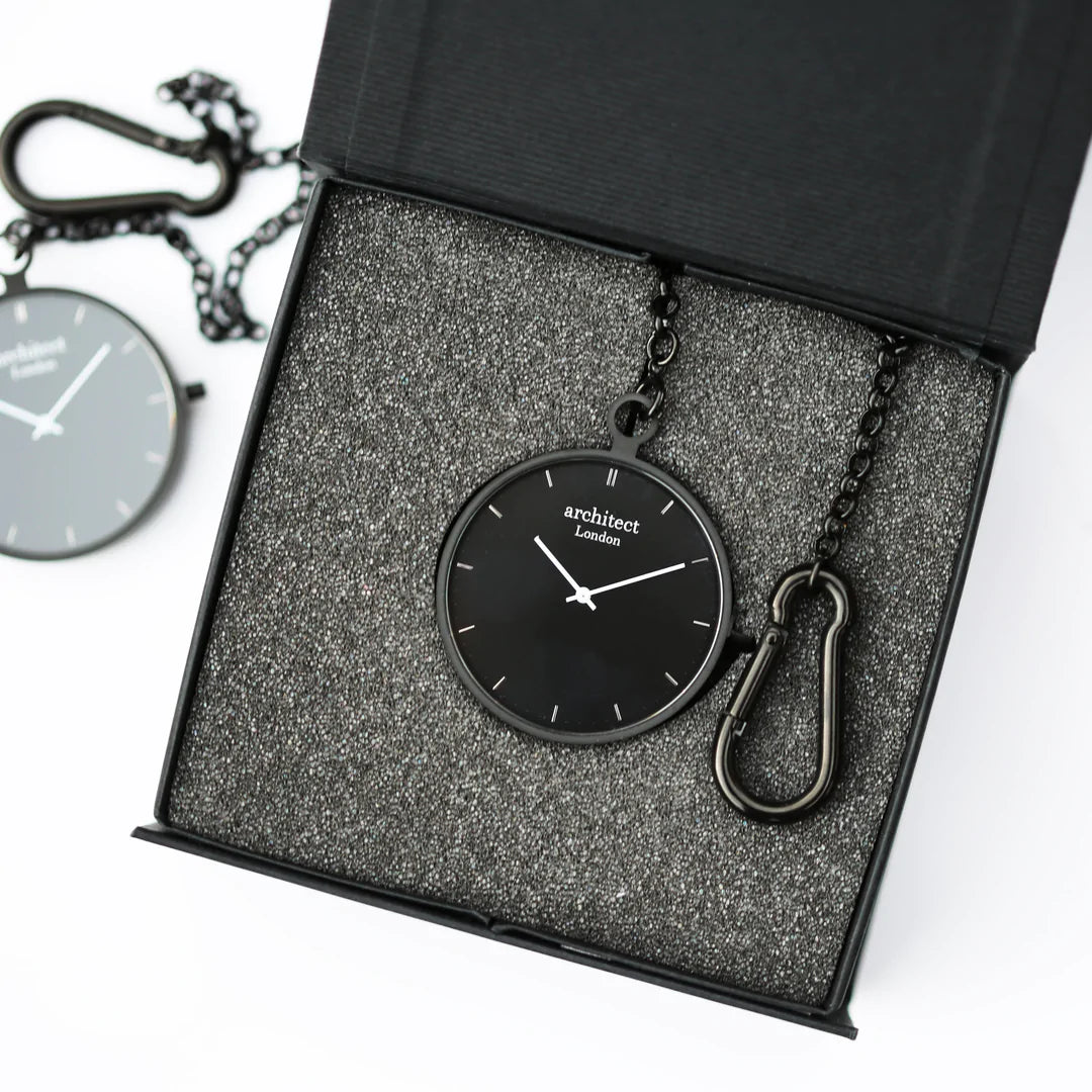 Engraved Modern Pocket Watch Sapphire Glass