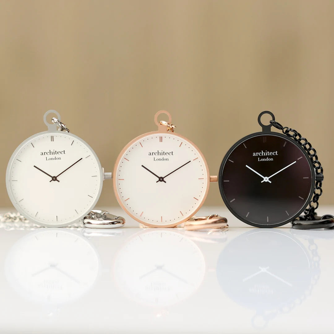 Engraved Modern Pocket Watch Sapphire Glass